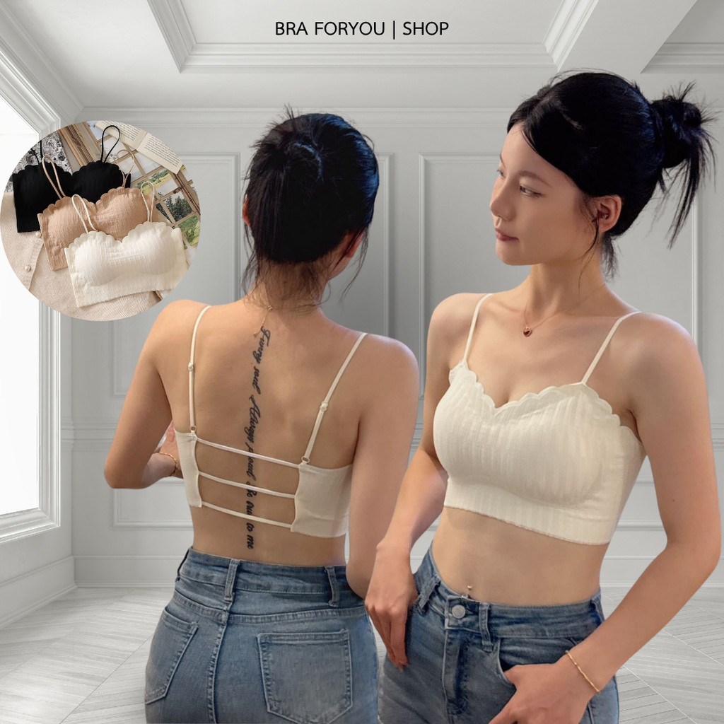 Bra Foryou เสื้อในสายเดี่ยวลูกไม้น่ารัก ลูกคุณหนู โชว์หลังเซ็กซี่ (1002) เสื้อผ้าผู้หญิง