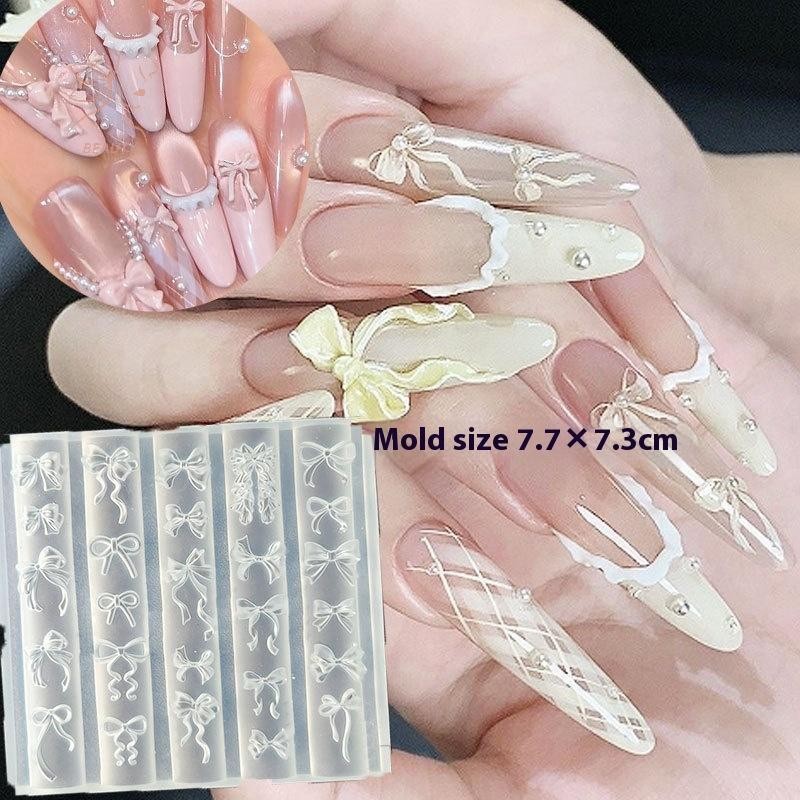 [maybeauty] ใหม่ Bowknot ซิลิโคน Mould เล็บแสตมป์ DIY เครื่องมือทําด้วยมือแม่พิมพ์สามมิติเล็บเครื่องมือตกแต่งเล็บอุปกรณ์เสริม {TH}
