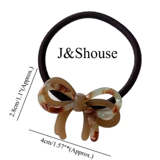KF1106 อุปกรณ์เสริมผมสไตล์เกาหลี ยางรัดผมลายโบว์สองชั้นจากอะซีเทต