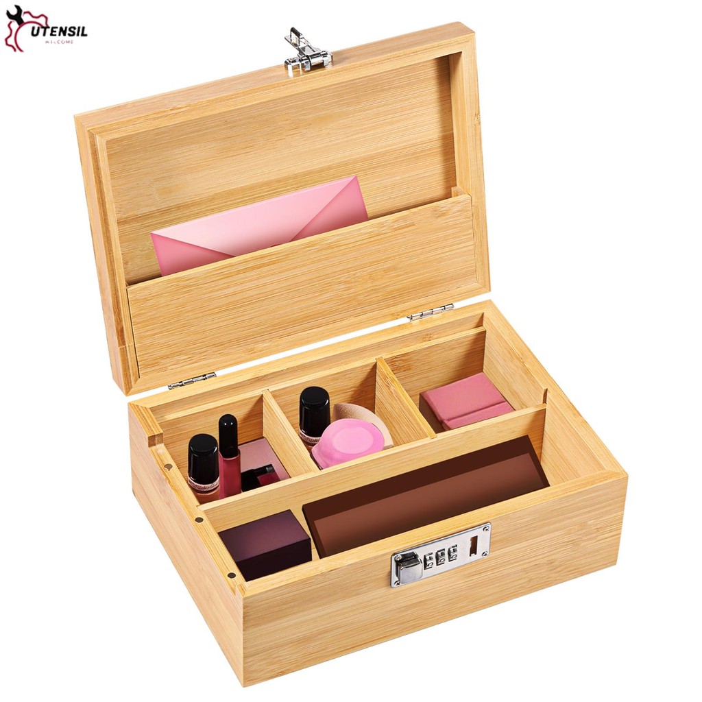 ไม้กล่องปฏิบัติหน่วยความจําที่ระลึกกล่องอเนกประสงค์สมบัติหน้าอกออแกไนเซอร์ที่มีรวมกันล็อคและปรับ ง น