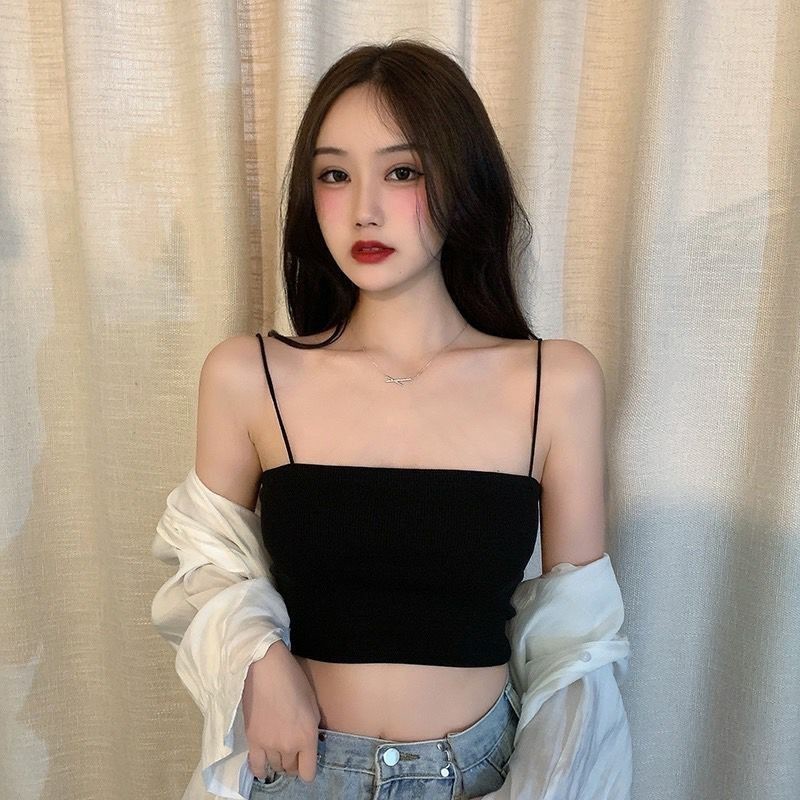 Zephyr-เสื้อสายเดี่ยว ผ้านิ่ม สีพื้น เข้ารูป ไม่มีฟองน้ำ แฟชั่น เสื้อแขนกุด สไตล์เกาหลี ใส่สบาย ฤดูร้อน - รูปที่ 5