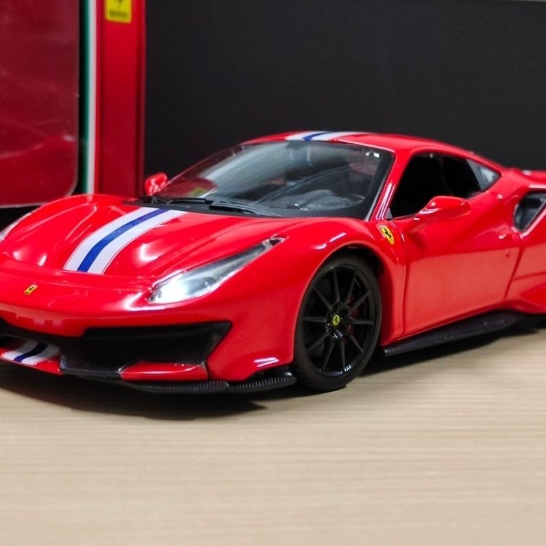 Bimeigao 1/24 Ferrari 488Pista จําลองรถรุ่นตกแต่งของขวัญต้นฉบับรถสปอร์ตรุ่น