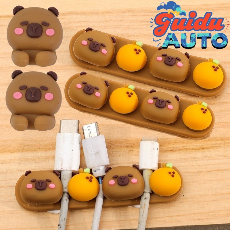 [ MOAuto ] ที่เก็บสายเคเบิล Capybara - คลิปม้วนลวดแบบมีกาวในตัว - ที่วางสายเคเบิลข้อมูล USB - การจัดการการเป็นระเบียบเดสก์ท็อป - คุณภาพสูง นุ่ม - สําหรับบ้าน สํานักงาน ห้องครัว