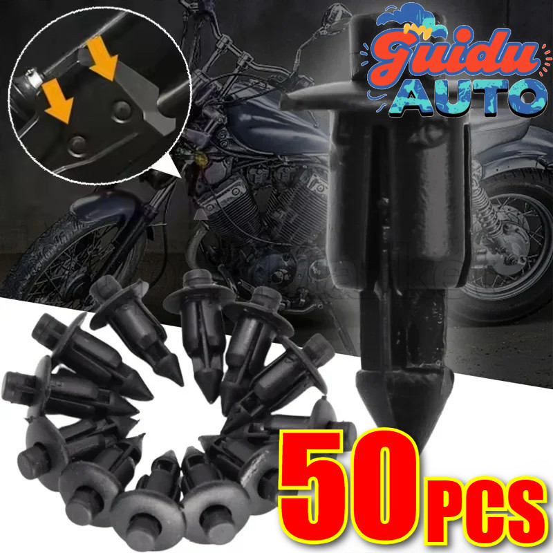 [ MOAuto ] 10-50 ชิ้นหมุดพลาสติกสีดํา - สําหรับเปลือกรถจักรยานยนต์อัตโนมัติ - รถกันชน Fender Fastener คลิป - สกรูขยายหัวเข็มขัด - แผงตกแต่งสกรู Snap