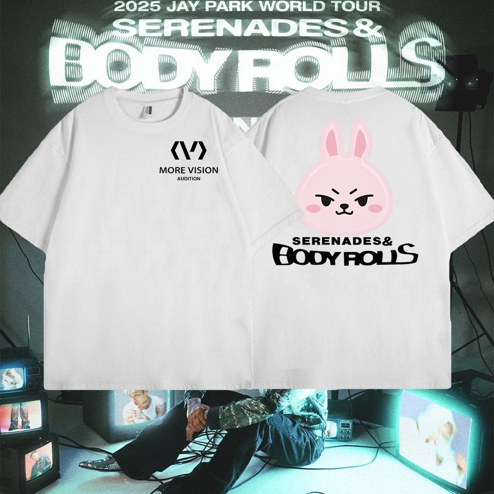 เสื้อยืดคอกลมแขนสั้นพิมพ์ลาย Jay Park Serenade & Body Rolls ผ้าฝ้าย 100% ประจำปี 2025 สำหรับผู้ชาย