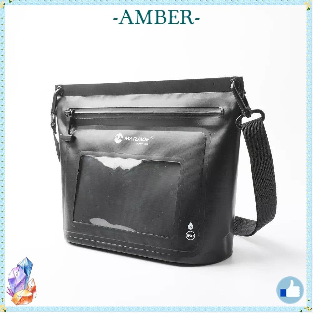 AMBER กระเป๋ากันน้ําสำหรับว่ายน้ํา PVC ความจุมาก ทนทาน มีหน้าจอสัมผัสโปร่งใส เหมาะสำหรับชายหาดและOutdoor