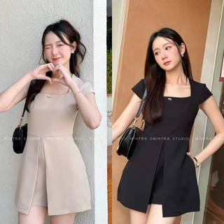 Marima Jumpsuit – จั๊มสูทขาสั้น คอเหลี่ยม แขนสั้น ดีเทลกระโปรงกางเกง ซิปหลัง มีกระเป๋า MT.STDO