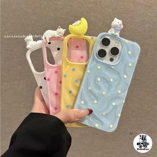 For IPhone 16 15 14 13 12 11 Pro Max X XR XS Max 7 8 Plus Simple Polka Dots เคสโทรศัพท์การ์ตูน เคสไอโฟน13 Soft TPU Case