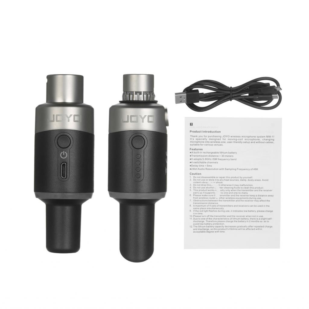 MusicalBase-th Joyo MW-1 5.8GHz แบบชาร์จระบบไมโครโฟนแบบชาร์จไฟและตัวรับสัญญาณสำหรับแอมป์เครื่องผสมเส