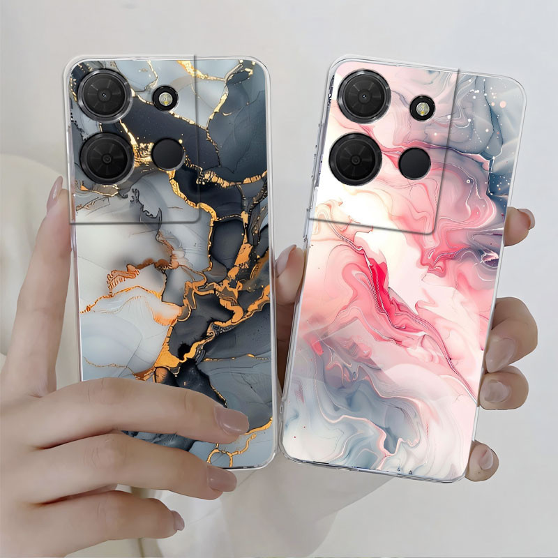 เคสโทรศัพท์สําหรับ TCL 503 T442M 505 สําหรับ TCL 505 501 TCL503 ดอกไม้หินอ่อนโปร่งใสซิลิโคนนุ่มฝาครอ