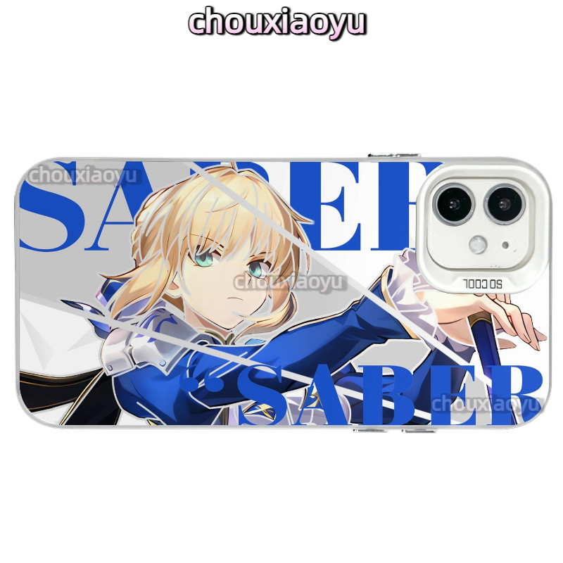 เหมาะสําหรับ Samsung Galaxy S20 S21 S22 S23 S24Ultra S25Ultra เคสโทรศัพท์ Saber อะนิเมะ Frosted สีสันเงิน