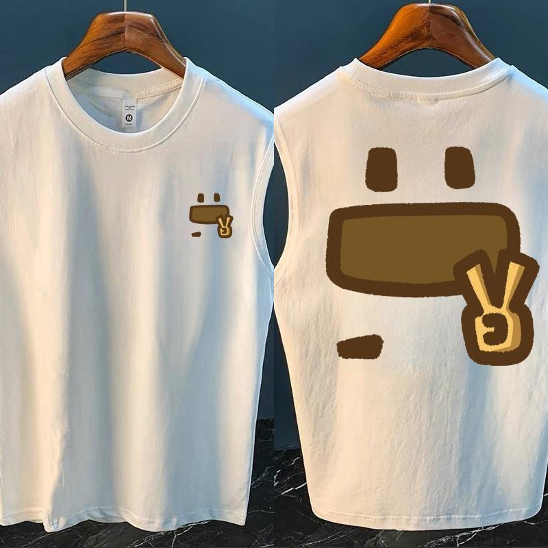 ฤดูร้อนสไตล์ใหม่แขนกุดถนนสวมเสื้อกั๊กผู้ชาย อิน หลวมขนาดใหญ่กีฬาลําลองเรียบง่ายแขนกุดด้านบนผู้หญิง