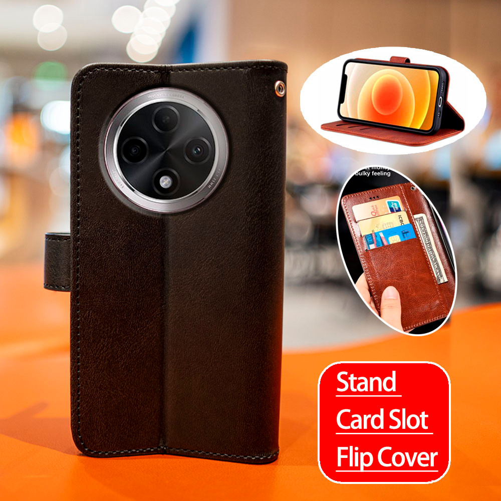 Oppo A3 Pro 5G CN F27 Pro+ A3i Plus PJY110 PKA110 กระเป๋าสตางค์หนัง Kickstand Case ผู้ถือบัตรกันกระแ