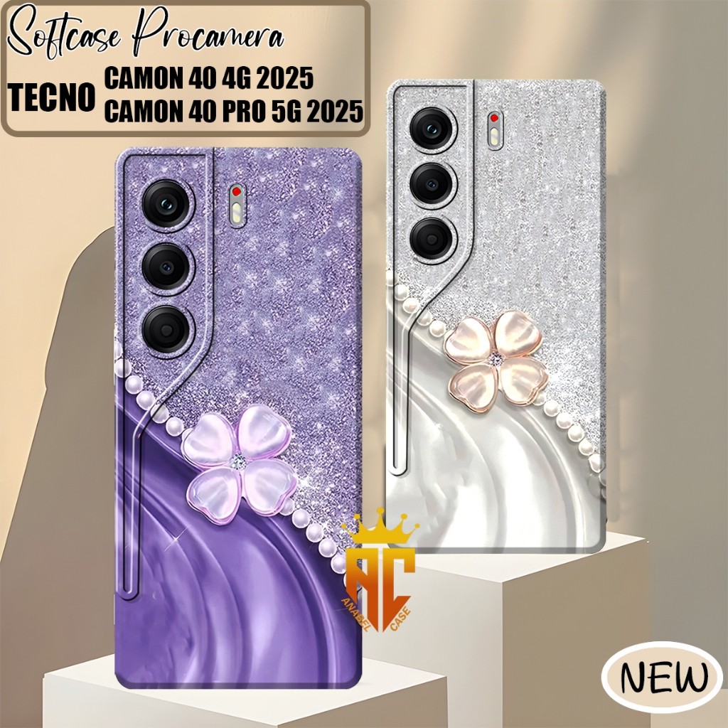 ล่าสุด Tecno Camon 40 4G / Tecno Camon 40 Pro 4G / 5G 2025 Softcase Flower Bead Wallpaper Motif - Ca