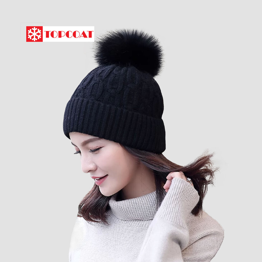 TOPCOAT หมวกกันหนาวบุขนแกะ กันลม ช่วยสร้างความอบอุ่น สีขาว ครีม น้ำตาล ชมพู เทา ดำ (1 ชิ้น) Freesize