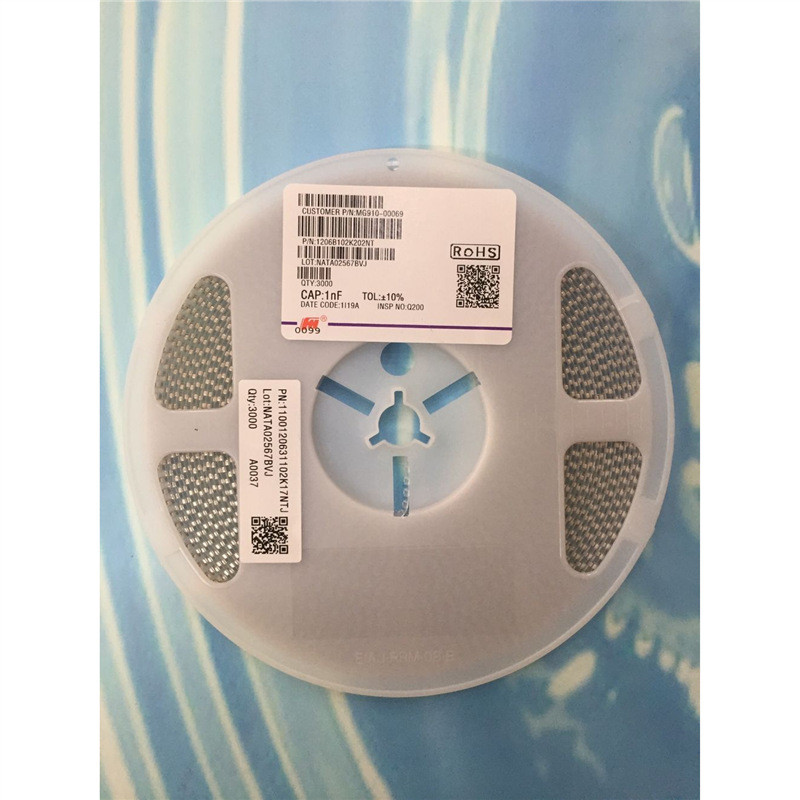 1206 102 ตัวเก็บประจุ 2KV K เกียร์ 10% 1206 ตัวต้านทานชิป 102K 2KV 1nF ชิปตัวเก็บประจุ 3K/Disk