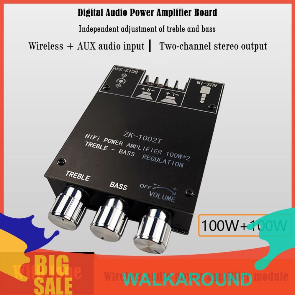 ZK-1002T HIFI 2.0 Channel 100Wx2 เครื่องขยายเสียงสเตอริโอซับวูฟเฟอร์ลําโพงโมดูล [walkaround.th]