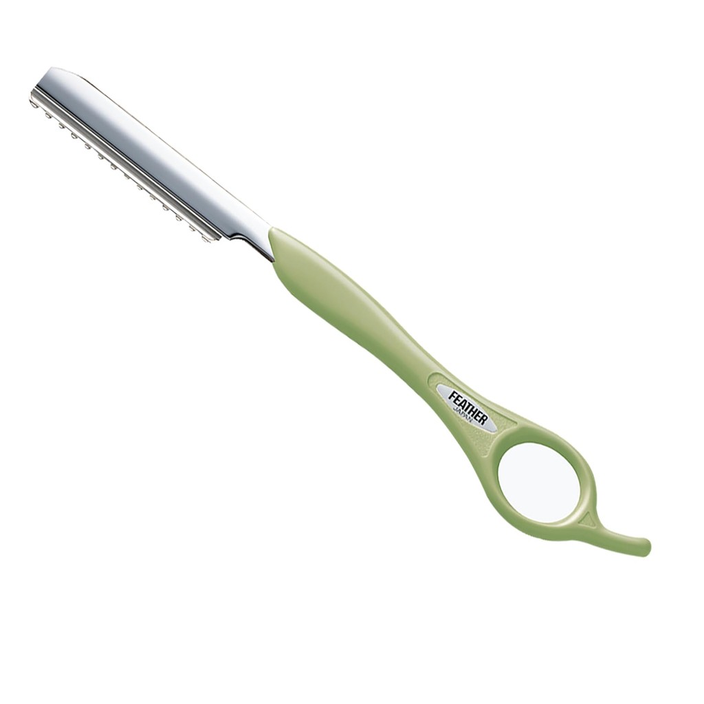 Feather Safety Razor Styling Razor, Regular Type, for Razor Cutting, Haircuts (SR-MCG, Matcha Green)