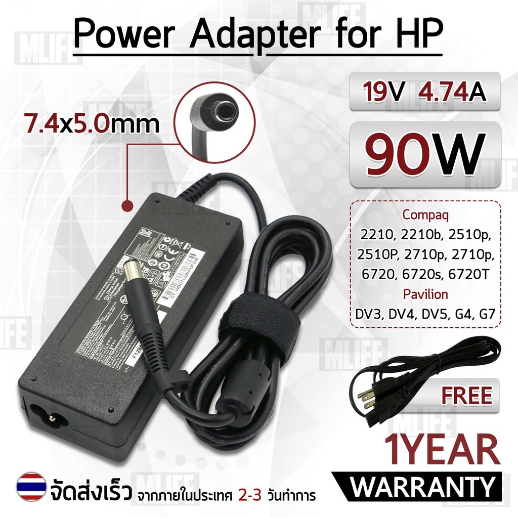 สายชาร์จ คอม อะแดปเตอร์ HP 19V 4.74A – Charger Adapter Dell Power Supply HP 2210 2210b 2510p 2510P 6