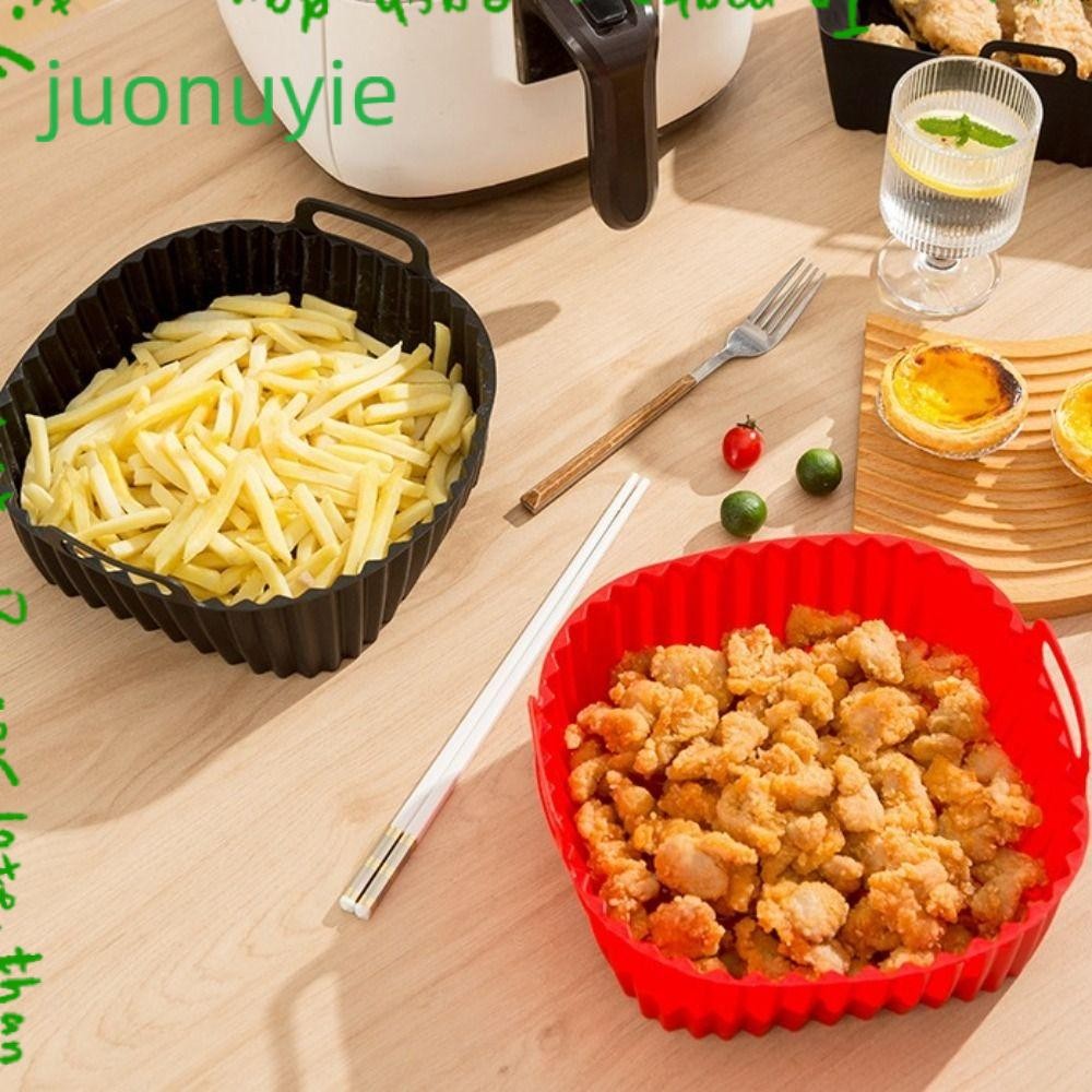 JUONUYIE ซิลิโคน Air Fryer Liners พร้อมที่จับสําหรับเตาอบ 4-7 QT, Air Fryer อุปกรณ์เสริมนํากลับมาใช้