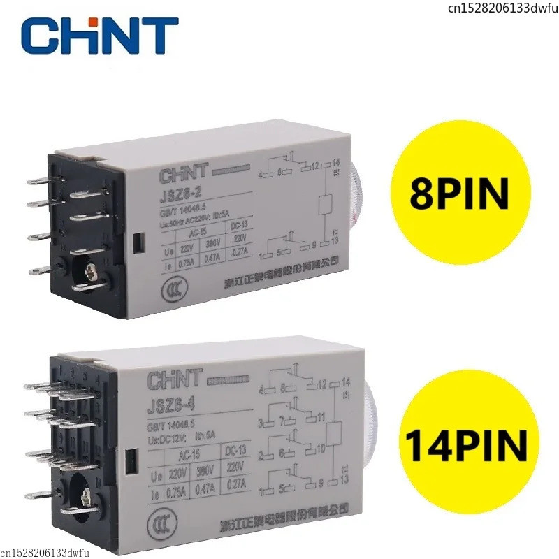 Original CHINT JSZ6-4 JSZ6-2 H3Y-4 H3Y-2 เปิดปิดรีเลย์ DC 24V AC 220V 1S 5S 10S 60S 1Minute สวิทช์ 8