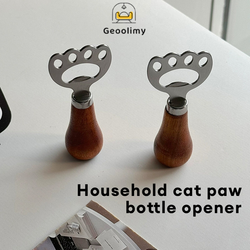 สแตนเลส Cat Claw ที่เปิดขวดเบียร์ Home Acacia ไม้ตรงน่ารักที่เปิดขวดส่วนบุคคลแขวนเชือกไขควง