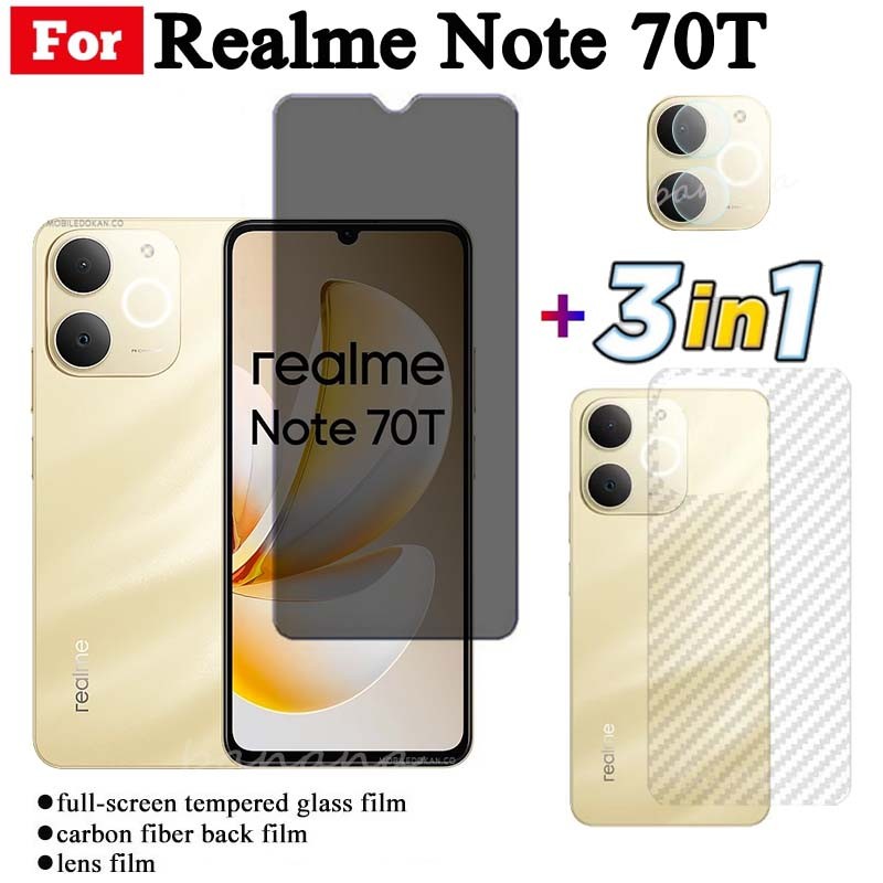 3 IN 1 Realme Note 70T Anti-Spy Privacy ฟิล์มเซรามิคสําหรับ Realme Note70T หมายเหตุ 70 หมายเหตุ 60 หมายเหตุ 50 เลนส์กล้องกระจกป้องกันหน้าจอและฟิล์มด้านหลัง - รูปที่ 2
