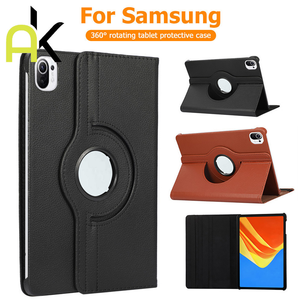 AK เคสฝาพับ For Samsung Tab Case A7 S6 Lite A9 A8 S7/S9 Plus/FE เคสหมุนได้360 หนัง PU กันกระแทกtab S9 Fe