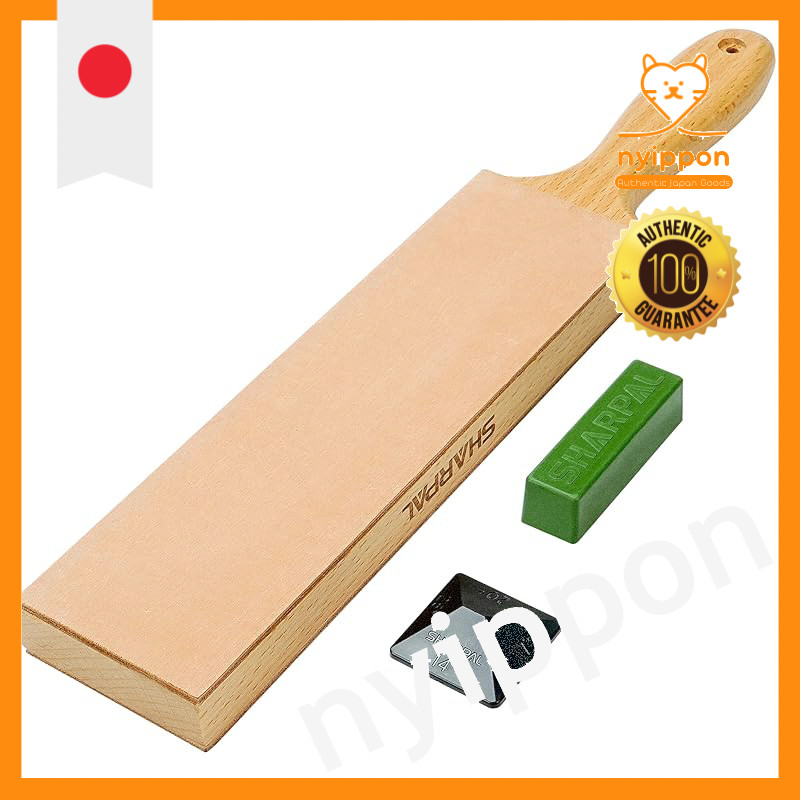 SHARPAL 205H Leather Strop Kit, 8"x3" Cowhide with Compound & Guide for Knives, Razors, Chisels