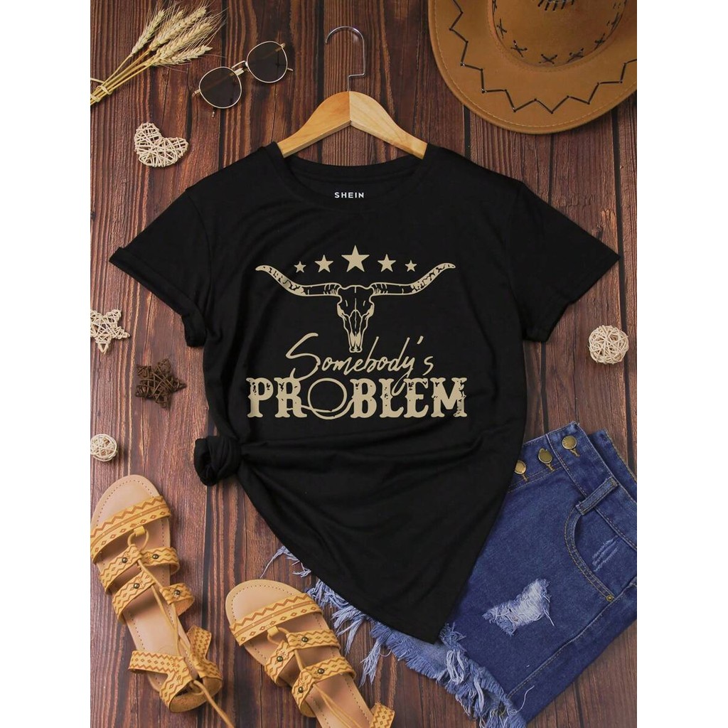 Star & Letter Graphic Tee Graphic Tees เสื้อยืดผู้หญิง