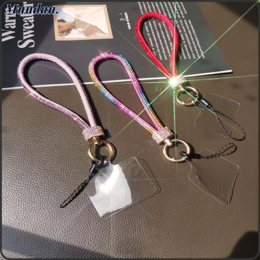 Mundan Rhinestone Phone Lanyard, Bling Bling Bright Diamond Crystal Anti-lost Rope, Luxury พวงกุญแจสายรัดข้อมืออุปกรณ์เสริมโทรศัพท์