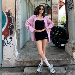 ❣Fortunee ❣ กระโปรงกางเกงมินิเอวต่ำ ประดับด้วยเพชรเทียม ยืดห…