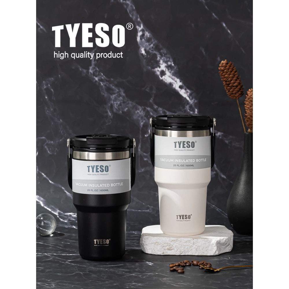 (ของแท้100%) พร้อมส่งจากไทยทุกวัน แก้วเก็บความเย็น Tyeso หูหิ้ว แก้วกาแฟ แก้วสแตนเลส304 600ml/750ml/900ml/1050ml/1200ml