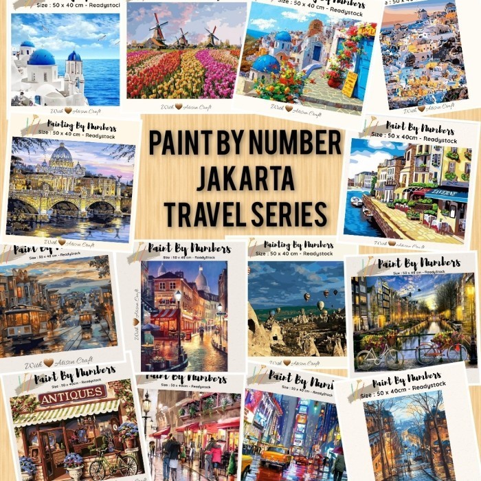 สีเพ้นท์สี DIY FRAME BY NUMBER WITH FRAME KIT 50 X 40 - ทิวทัศน์ - สุ่ม