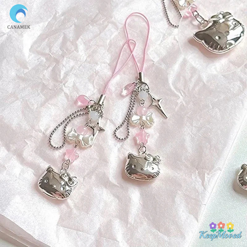 Keepmoved Kawaii แมวหวานเชือกโทรศัพท์มือถือเครื่องประดับอะนิเมะ Handmade ลูกปัด Strand Dangle จี้ DIY เครื่องประดับอุปกรณ์เสริมของเล่นใหม่
