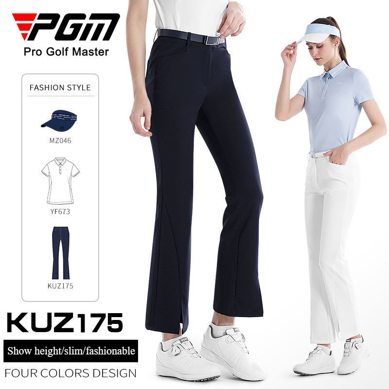 PGM KUZ175 กางเกงขายาวเสื้อผ้ากอล์ฟ กางเกงขายาวไมโครทรัมเป็ตสตรี กางเกงขายาวกีฬาลำลอง ระบายอากาศได้สะดวกสบาย Slim Fit