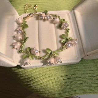 สร้อยข้อมือกล้วยไม้น่ารัก Bell + สร้อยคอ ~ วินเทจลมพืชจี้หญิงสาวหัวใจเพื่อนสนิทของขวัญวันเกิด