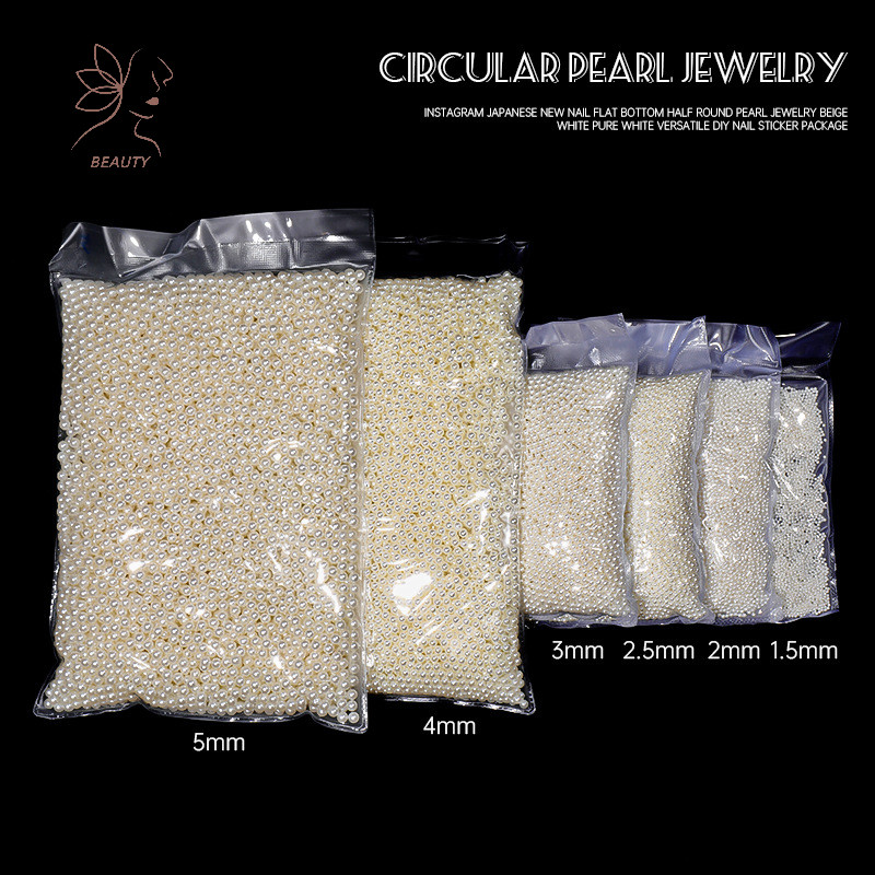 [maybeauty] 1 กระเป๋าไข่มุกสีขาวสําหรับเล็บลูกปัดคาเวียร์ขนาดผสมเล็บ Ch Decor การออกแบบทรงกลม 3D เครื่องประดับอุปกรณ์แต่งเล็บ {TH}