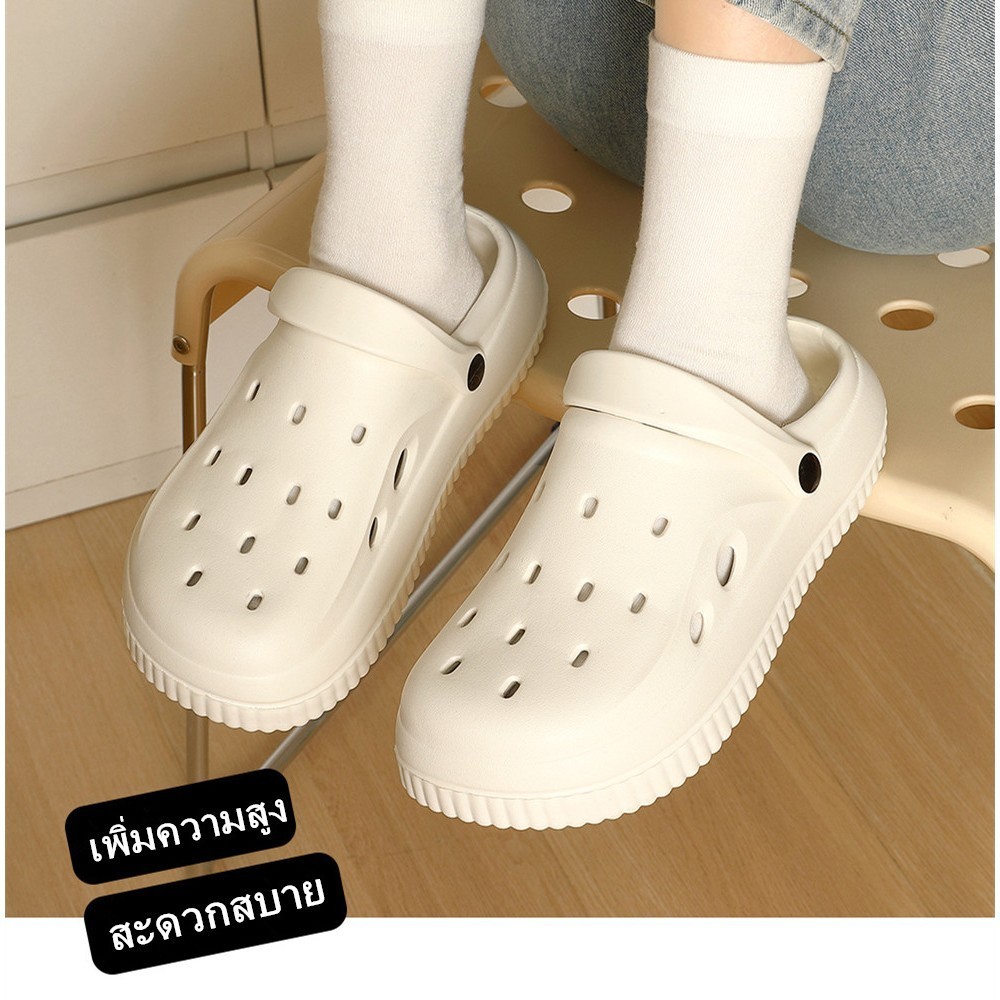 รองเท้าหัวโต รวมสีน้ำตาล แถมตัวติดรุ่นแพง วัสดุยาง EVAเสริมส้นสูง มีสายรัดส้น ใส่สบาย สินค้าพร้อมส่ง