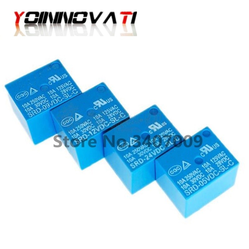 ✩100PCS/lot Relay SRD-05VDC-SL-C SRD-09VDC-SL-C SRD-12VDC-SL-C SRD-24VDC-SL-C 5V 9V 12V 24V 10A 250V