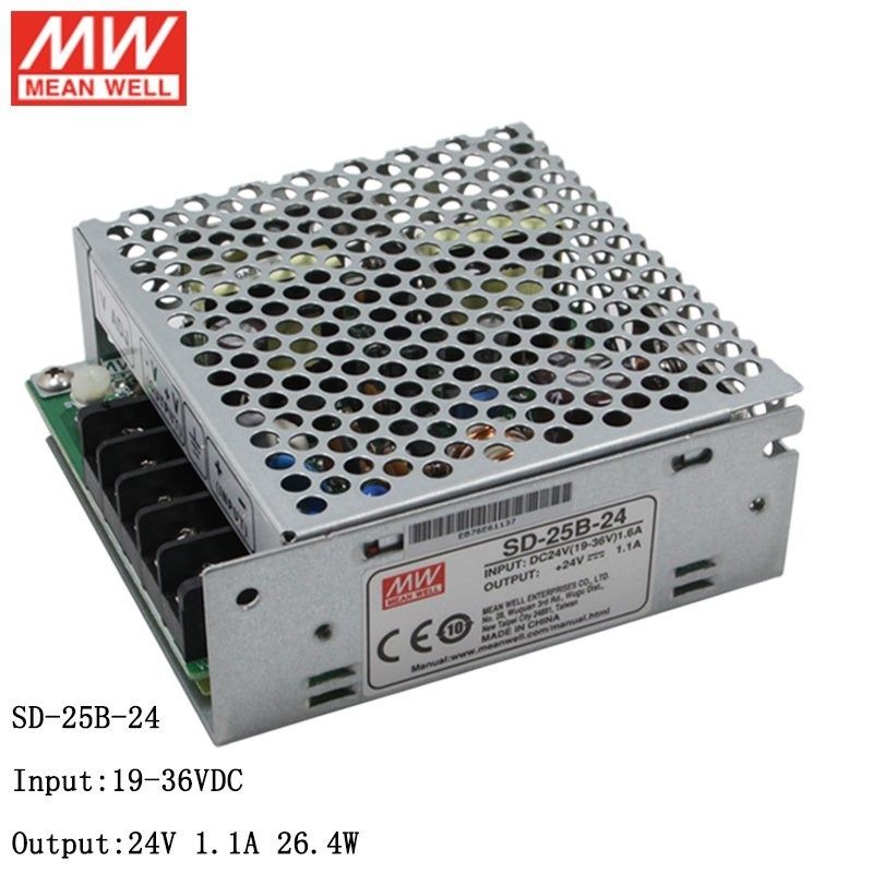 ★MEAN WELL SD-25B-24 Input 19~36V DC to 24V DC 1.1A DC-DC Converter Switching Power Supply 24V to 24