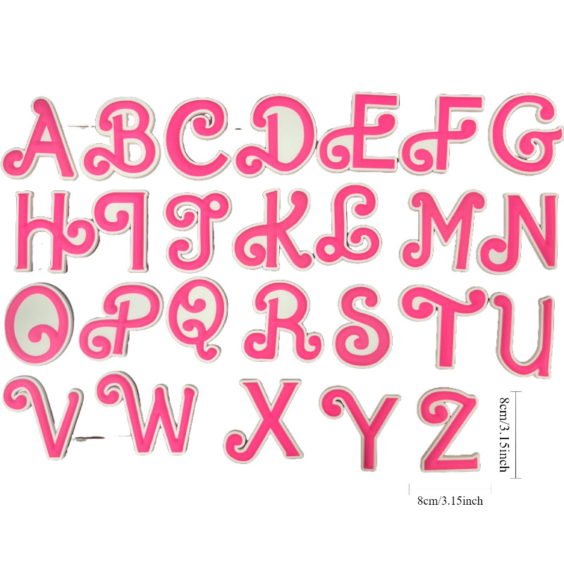 ตัวอักษรสีชมพู A-Z กระเป๋า Jibbitz อุปกรณ์ตกแต่งกระเป๋า ติดกระเป๋า Bogg bag DIY accessories Charms ถอดได้ สำหรับกระเป๋าชายหาด