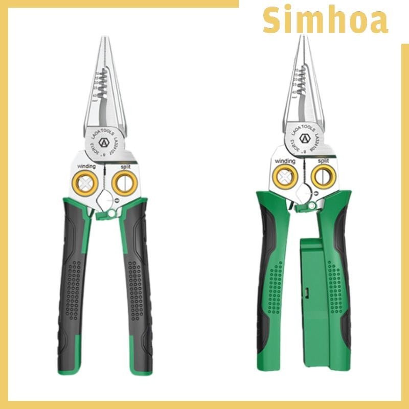 [SIMHOA] คีมปอกสายไฟมัลติฟังก์ชั่นคีมตัดสายเคเบิลสปริงโหลดสายไฟเครื่องมือสําหรับไขลาน