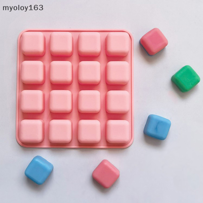 Myoloy 16Cavity Square เค้กเบเกอรี่แม่พิมพ์ซิลิโคน Jelly ช็อกโกแลตทรัฟเฟิลบราวนี่พุดดิ้งแม่พิมพ์สบู่ทํา Mould เค้ก Decorag เครื่องมือ TH