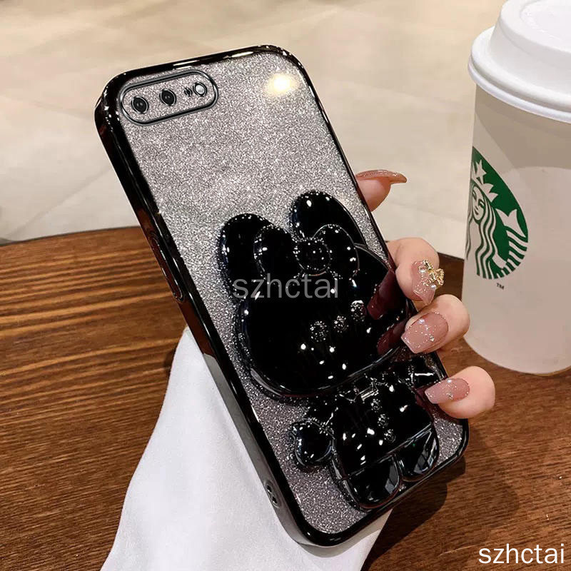 เคส iPhone 7 Plus 8 Plus 6 Plus 6s Plus 7 8 6 6s se 2020 กระจกเงา แฟชั่นแววผง ชุบ ซิลิโคนนุ่มกรณีกระต่ายน่ารักกรณีโทรศัพท์หลักฐานตก เคสโทรศัพท์ iPhone 7 Plus 8 Plus 6 Plus 6s Plus 7 8 6 6s se 2020