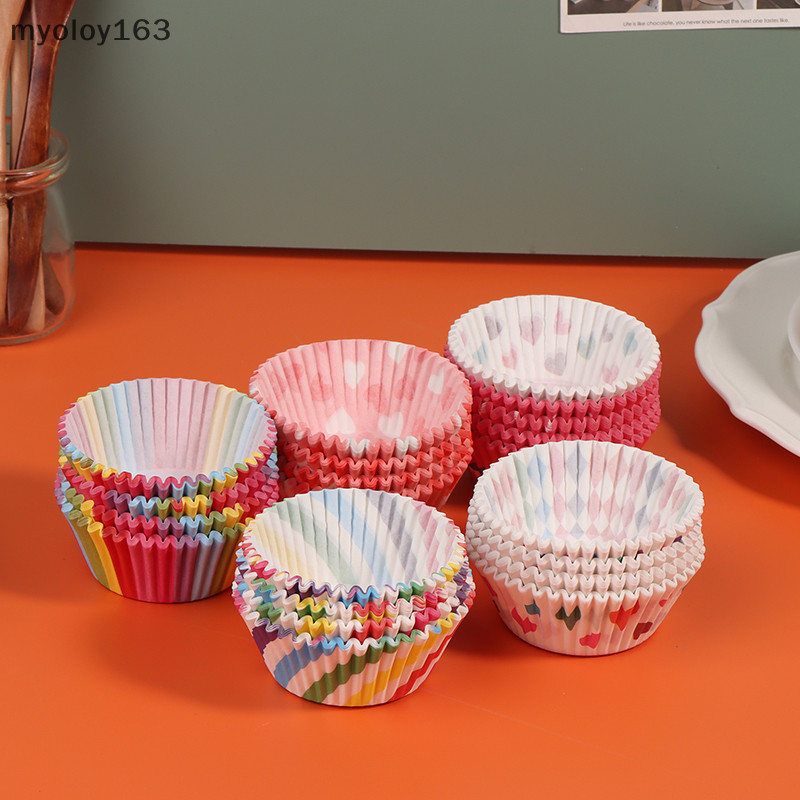 Myoloy 100 ชิ้นมัฟฟิน Cupcake ถ้วยกระดาษ Cupcake Liner เบเกอรี่มัฟฟินถ้วย DIY Party ถาดเค้ก Decorag เครื่องมือวันเกิด Party Decor TH
