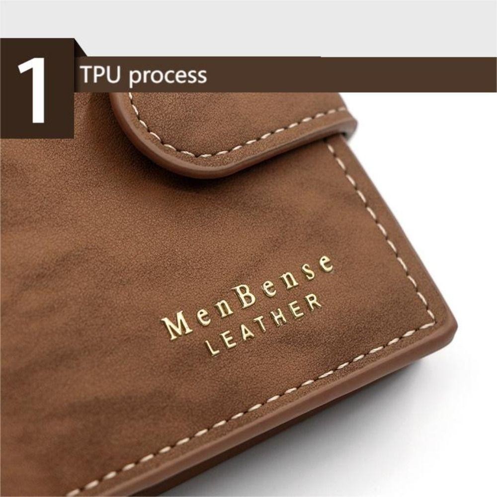 Uumir กระเป๋าสตางค์ใบสั้น, พร้อม Hasp Multi Slot Mashed Wallet, Fashion Large Capacity PU Leather Coin Purse Men ราคา ถูกที่สุด ดีลบีเคเค แกลเลอรีภาพที่ 7