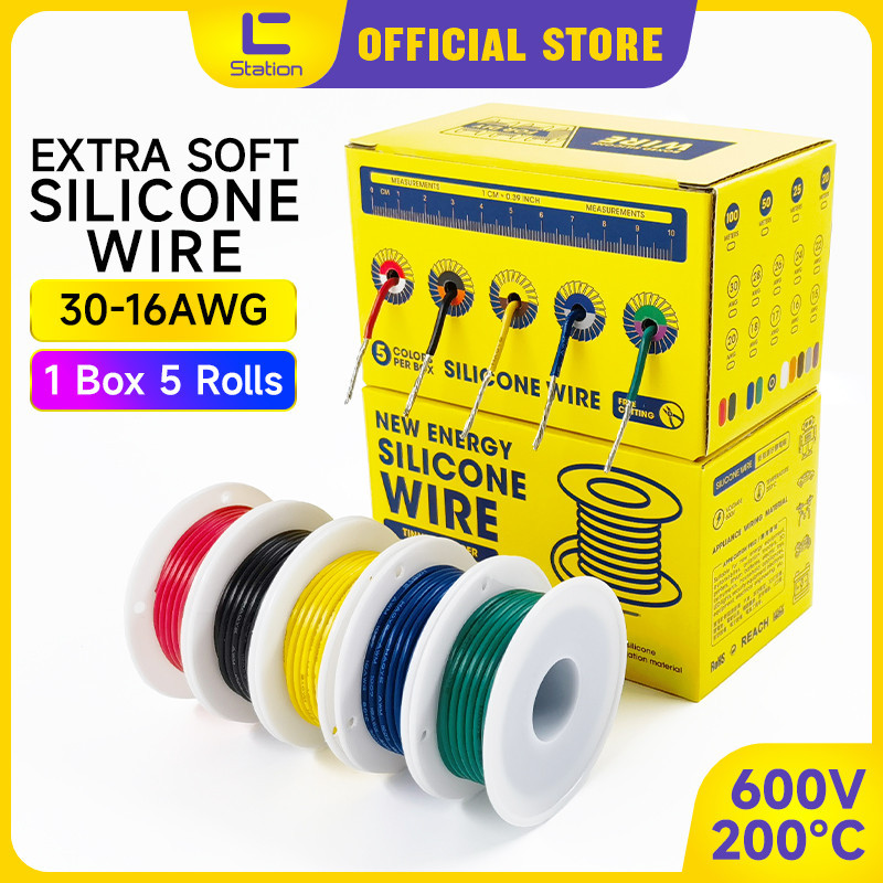 สายซิลิโคนทนความร้อนสูง 30-16AWG5 ม้วน 5 สี / กล่อง