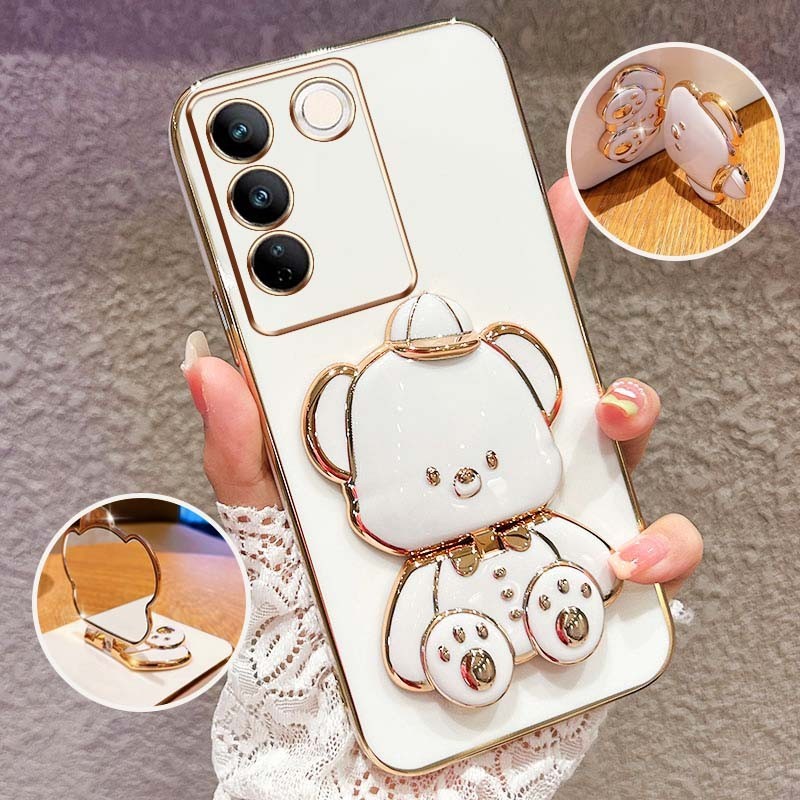 เคสโทรศัพท์กันกระแทกสําหรับoppo A3 Pro 5Gน่ารัก 3D Hatted Baby Bear Stand Bracketป้องกันกรณี
