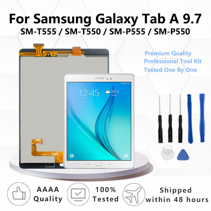 สําหรับ Samsung Galaxy Tab A 9.7 SM-T555 / SM-T550 / SM-P555 / SM-P550 จอแสดงผล LCD Touch Screen Digitizer Assembly แผงเปลี่ยน